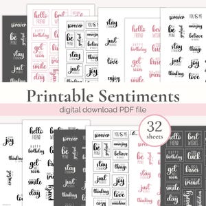 Printable Sentiments for Cards, Card Making Sentiment, DIY Crafts Kit, Greeting Words, Message Tags, Craft Activity, Cardmaking Adult Kits