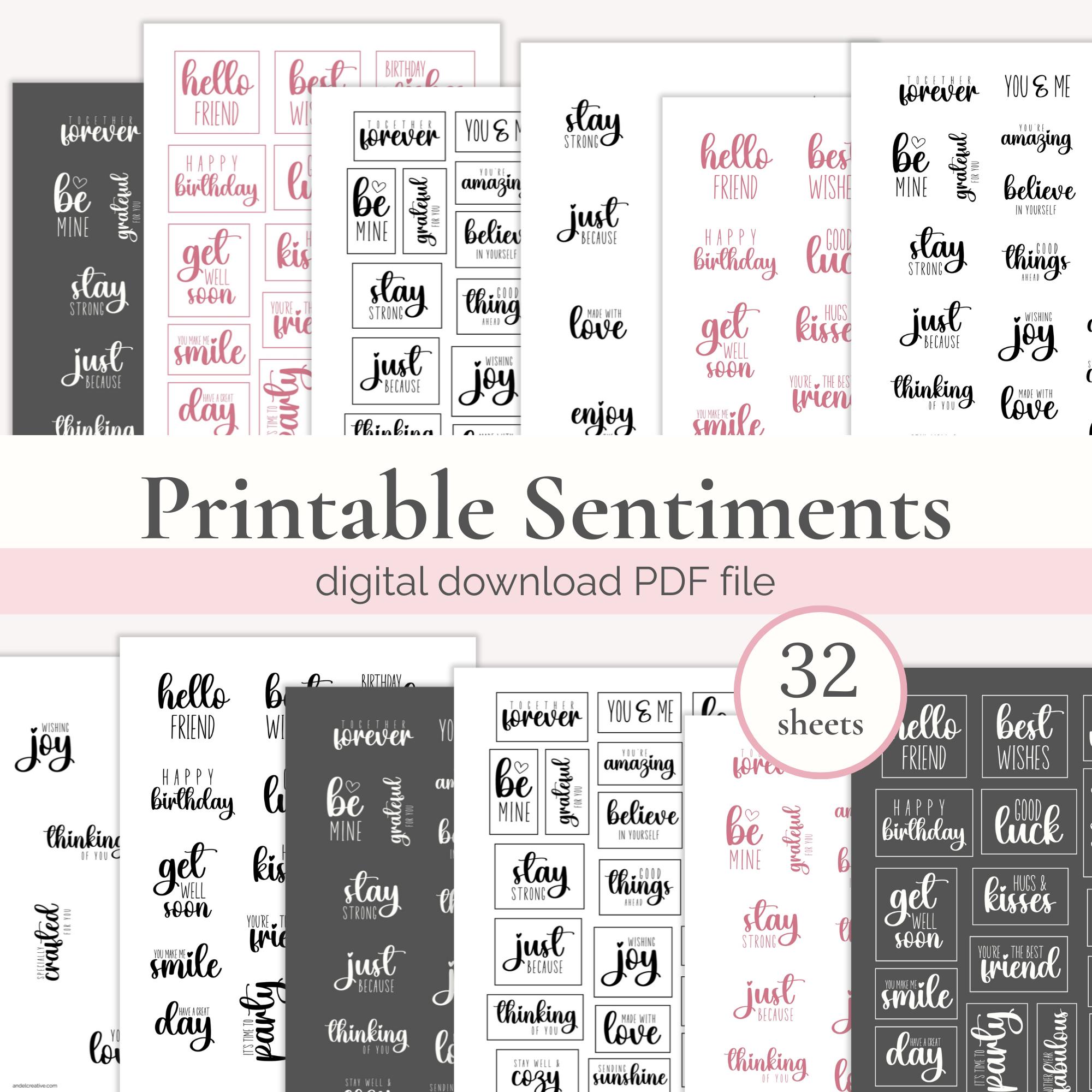 Works Sentiments Printable Sentiments for Cards, Card Making Sentiment, DIY Crafts Kit ...