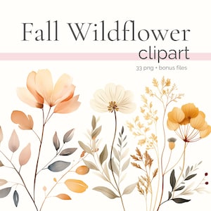 May include: A digital illustration of a bouquet of fall wildflowers in shades of beige, brown, and cream. The flowers are arranged in a loose, natural style, and the stems are long and slender. The illustration is perfect for use in digital scrapbooking, card making, and other creative projects.