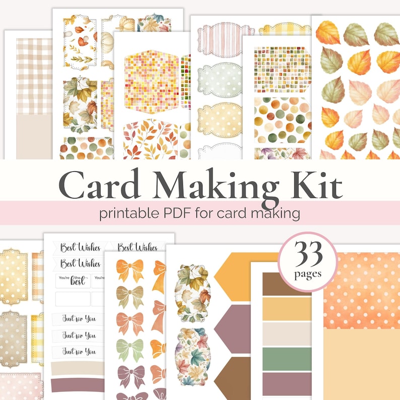 Craft Activity - DIY Card Making Kit, Printable Crafting Kits, Cut Aparts Sheet for Fall Greeting Cards, Digital Craft Supplies Pack, Crafts image 1