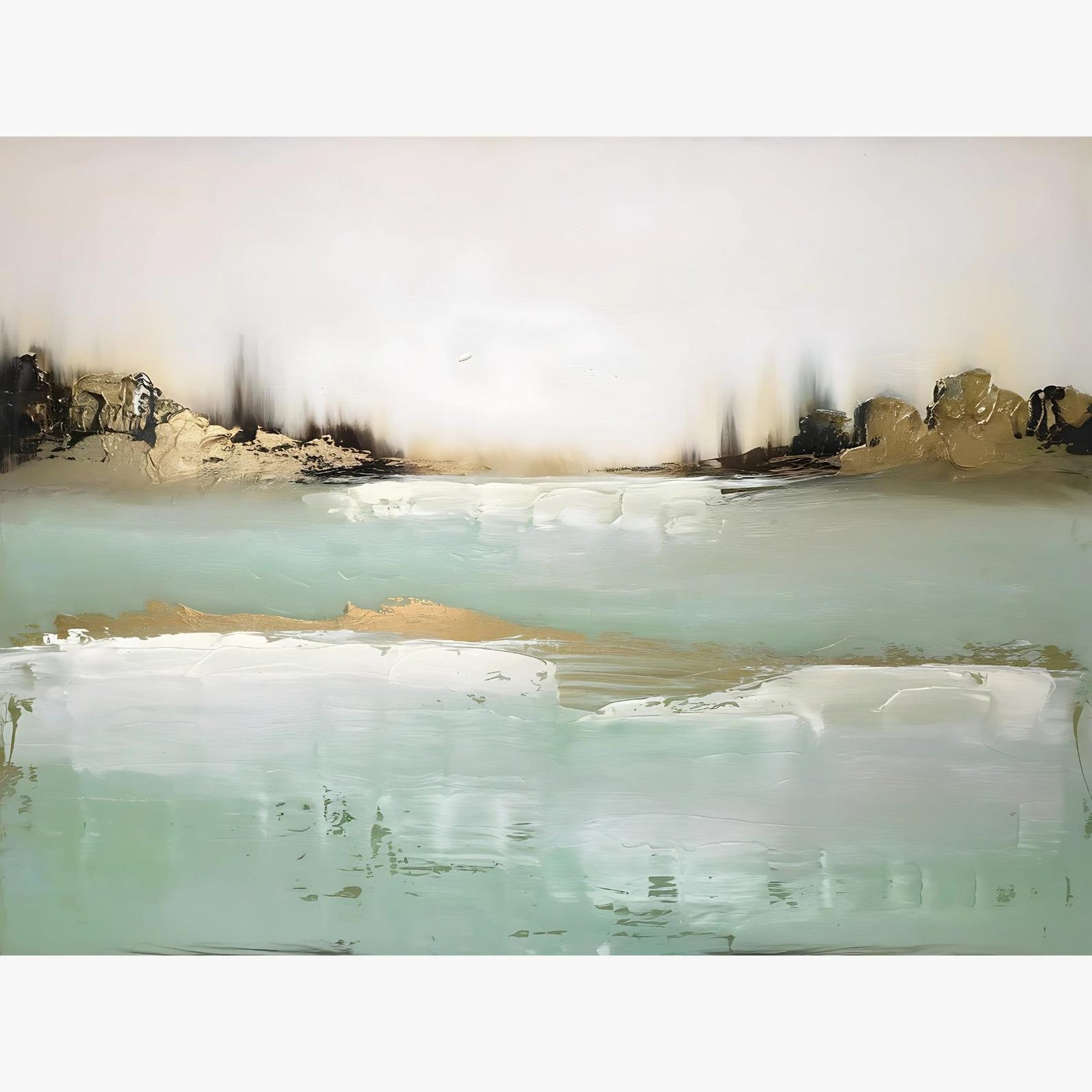 Abstract Landscape Art Print: Gold & Sage Green Horizon (PDF) - Etsy