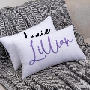 Punch Needle Personalized Pillow | Custom Embroidered Gift for Baby, Graduate or New Mom | Aesthetic Decor for Nursery or Dorm