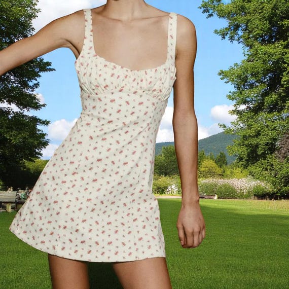 knee length dresses for ladies Sun-Kissed Ditsy Floral Halter Blue Mini Sundress M / Blue Floral main image 1