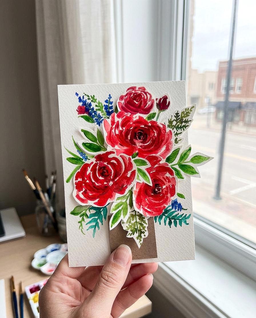 Mother's Day Watercolor Peony Floral Card | Hand-painted Botanical Art ...