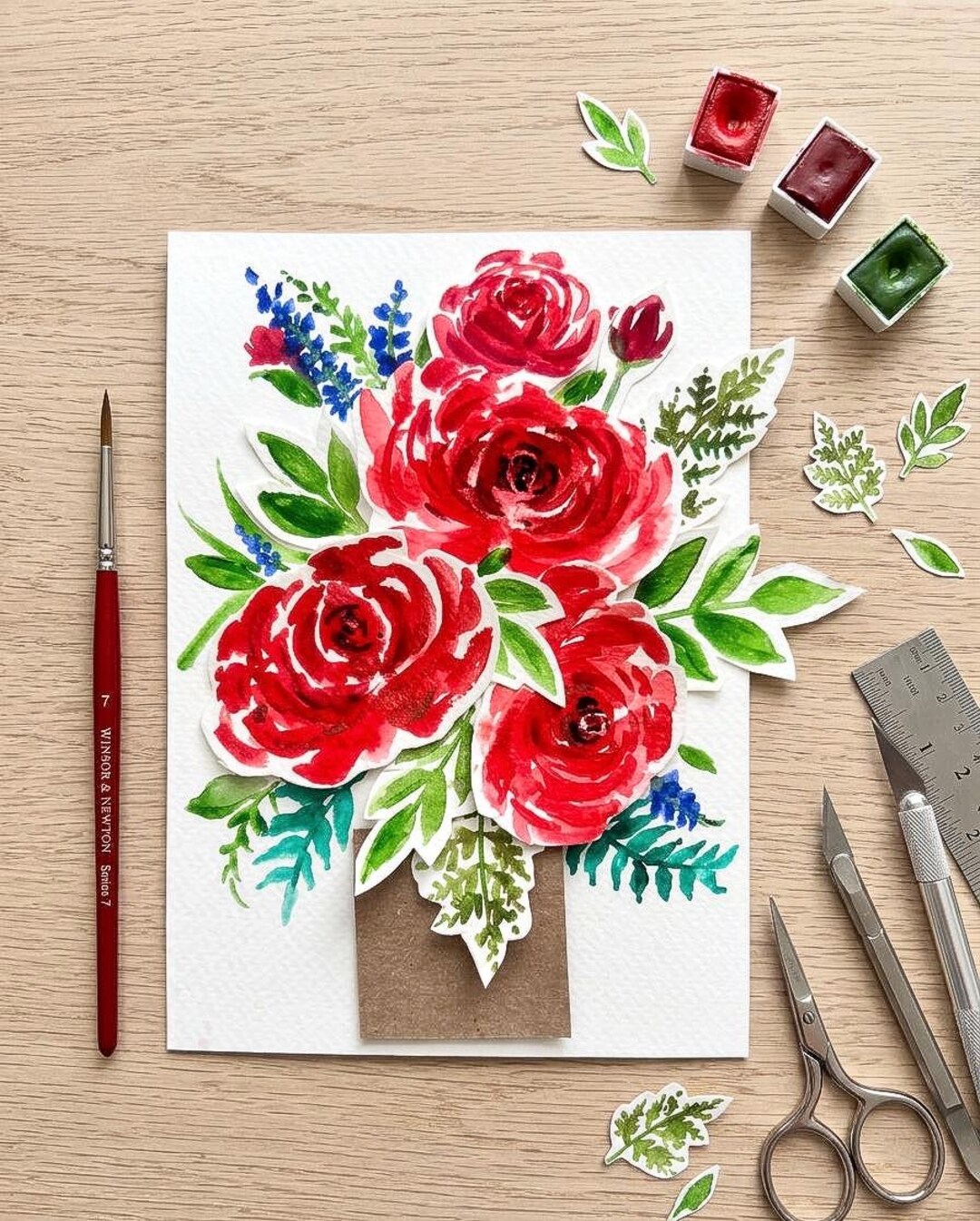 Mother's Day Watercolor Peony Floral Card | Hand-painted Botanical Art ...