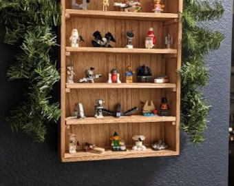 Handmade Walnut Wall Display Shelf: Rustic Shadow Box, Miniatures Case