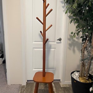 Wooden Standing Coat Rack With 8 Hooks and Shelf, Hat Rack, Freestanding Coat Rack, Entryway Coat Rack, Modern Coat Rack, Clothing Stand
