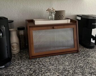 Rustic Wooden Bread Box: Farmhouse Kitchen Storage with Roll-Top