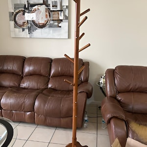 Adjustable Wooden Standing Coat Rack With 8 Hooks | Hat Rack | Unique Coat Rack | Entryway Coat Rack | Modern Coat Rack | Clothing Stand