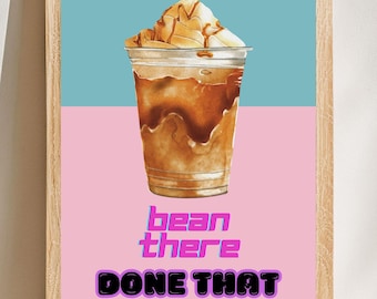 Iced Coffee Art Print, Trendy Kitchen Decor (Digital Download)