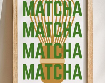 Matcha Print: Minimalist Cafe Art, Kitchen Decor (Digital Download)