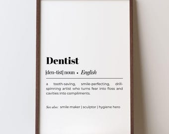 Dentist Definition Print, Funny Wall Art (Digital Download)