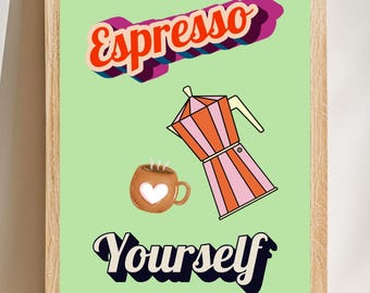 Vintage Coffee Art Print: Cafe Kitchen Decor (Digital Download)
