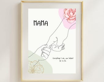 Stampa artistica Mama, regalo per la festa della mamma, citazione ispiratrice (download digitale)