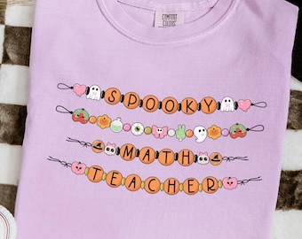 Math teacher Halloween shirt, Comfort Colors spooky math Shirts, cute bracelet teacher math squad tshirt, Halloween math teacher gift