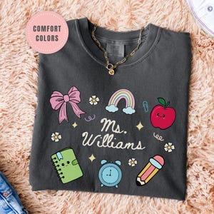 Teacher appreciation gifts, Comfort Colors Custom Teacher Shirt, Personalized Teacher Name Shirts, teacher apple tshirt, back to school
