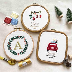 Hand Embroidered Hoop Ornament, Baby&#39;s first Christmas Ornament, Christmas Decor, Christmas Tree Hanging