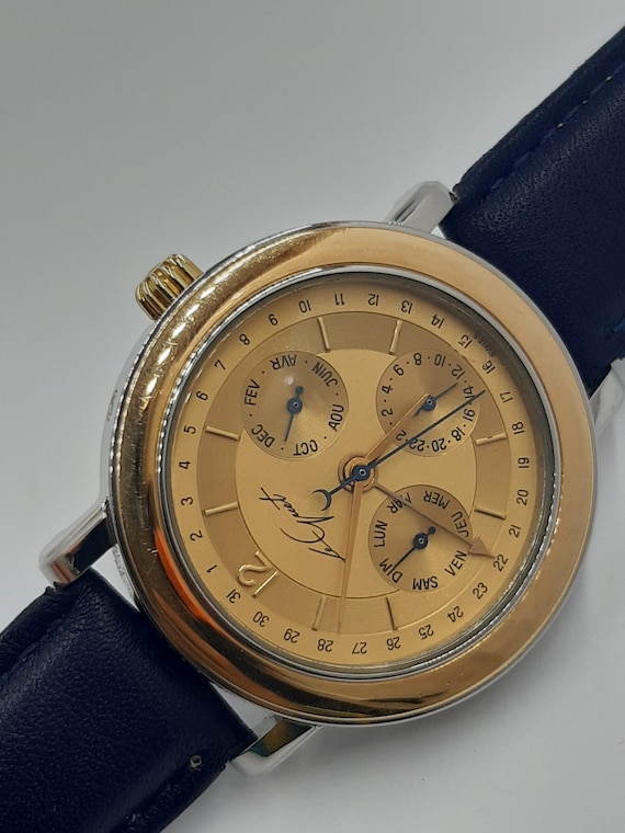 Vintage LE GUET Du Temps 2630 Swiss Automatic Watch Steel 18K Gold Calendar Men’s Luxury Gift