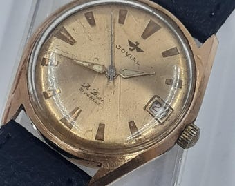 Vintage JOVIAL De Luxe 21 Jewels Swiss Men's Manual Watch – Gold Plated Case – Not Fully Working