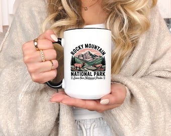 Keramisk mugg från Rocky Mountain National Park, kaffekopp från Colorado Nature för nationalparksentusiaster och bergsälskare, dricksglas för friluftsmänniskor