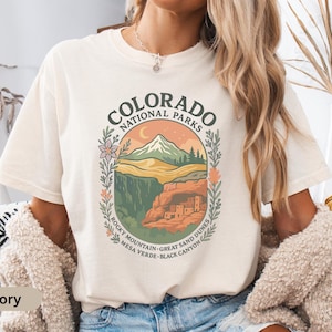 Comfort Colors Colorado Parks Shirt, Rocky Mountain Mesa Verde Graphic Tee, Scenic Canyon Hiking Shirt, National Park Gift, Retro Nature Tee