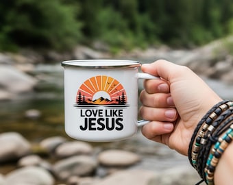 Love Like Jesus Enamel Camping Mug, Christian Gift