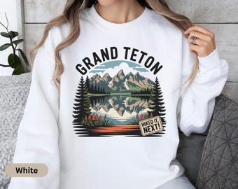 Grand Teton National Park Sweatshirt, Retro Hiking Wyoming Adventure