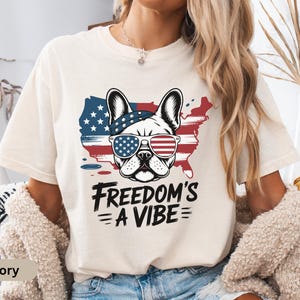 Comfort Colors Frenchie USA Shirt, Patriotic Dog Lover Tee, Funny July 4th Shirt, American Flag Bulldog Shirt, Fourth Of July Outfit