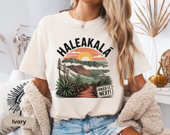 T-shirt Haleakala National Park, retro Hawaii-zonsondergang comfort kleuren T-shirt