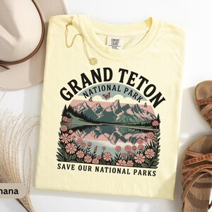 Komfort Farben Grand Teton Nationalpark TShirt Geschenkidee, Vintage Protect Our Parks Shirt für Sie, Speichern Sie unsere Parks Fernweh Top für Frauen