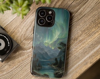 Funda para teléfono Aurora Borealis, carcasa rígida para iPhone con diseño de noche cósmica, funda protectora para Samsung Galaxy, regalo de arte celestial para mujer