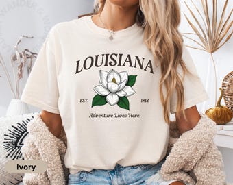 Vintage Louisiana Magnolia Comfort Colors Shirt, Bayou Reise-T-Shirt, Südliches Straßenreise Top, Malerische Natur Entdecker Geschenk