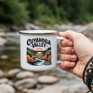 Cuyahoga Valley Camping Mug, Retro Enamel Mug For Park Lover, National Park Travel Gift,  River Coffee Cup, Outdoor Adventure Drinkware