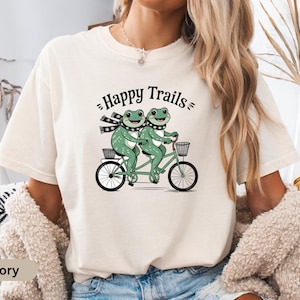 Comfort Colors Funny Animal Shirt, Cute Animal Lover Tee, Wildlife Humor Tee, Animal Lover Shirt , Monochrome Frog Shirt, Biking Frogs Tee