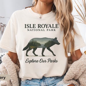Comfort Colors Isle Royale Shirt, Michigan Wilderness Graphic Tee, Wolf Silhouette Hiking Tee, National Park Travel Gift, Remote Nature Tee