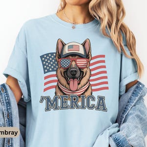 Comfort Colors German Shepherd Shirt, Patriotic Dog Shirt, Funny 4th Of July Tee, American Flag Dog Lover Shirt, USA Independence Shirt
