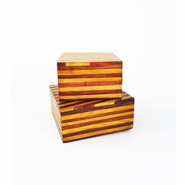 Vintage Wood Storage Boxes / Set of 2