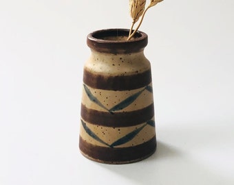 Tapered Striped Pottery Bud Vase