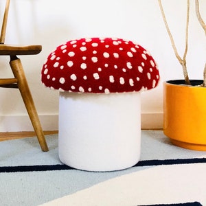 Mushroom Ottoman in Fly Agaric Wool