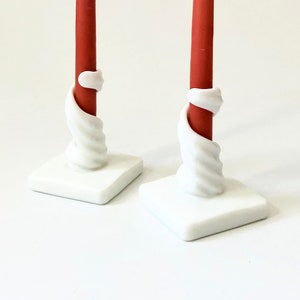 Milk Glass Spiral Candle Holders Set of 2 image 1
