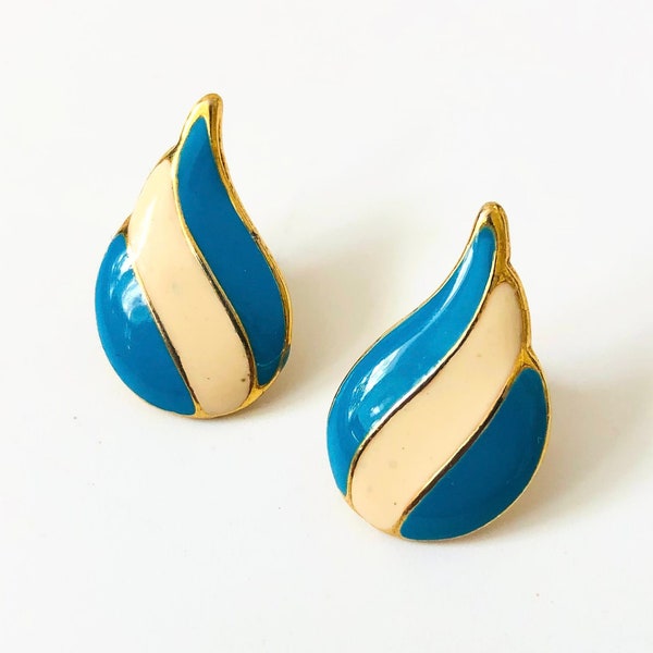 Vintage Blue Enamel Earrings