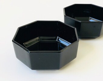 Black Octagon Snack Bowls by Arcoroc France - Set of 2