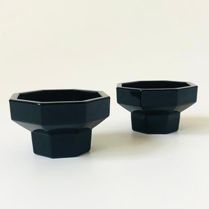 Black Octagon Candle Holders by Arcoroc France - Set of 2