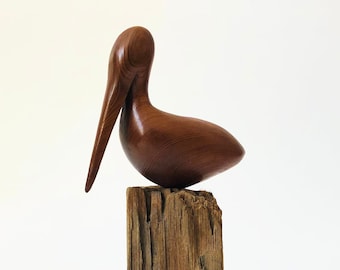 1970s Carved Wood Pelican