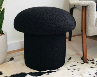 Black Boucle Mushroom Ottoman