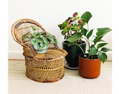 Vintage Small Wicker Chaise Lounge Chair Plant Stand FREE SHIPPING