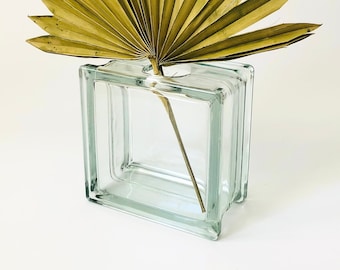 Vintage Square Glass Block Vase