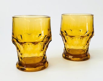 Mid Century Georgian Amber Cocktail Glasses - Set of 2
