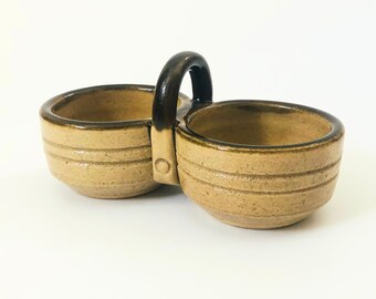 Pottery Double Sauce Bowl