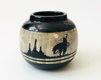 Black and White Navajo Vase - Hand Painted